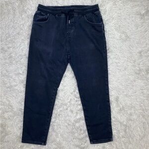 Zara Man Pants Soft Denim Joggers Jeans Sweatpants Stretch Fit BLACK Size L